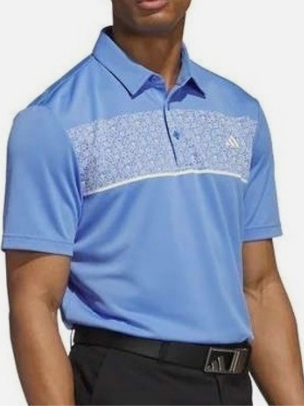 NWT- Adidas Men's Stretch Short Sleeve Chest Print Golf Polo Shirt. XXL